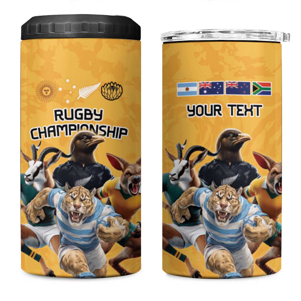 Custom Rugby Southern Hemisphere 4 in 1 Can Cooler Tumbler Argentina AUNZ South Africa Mascot Gold - Aussie Hoodie