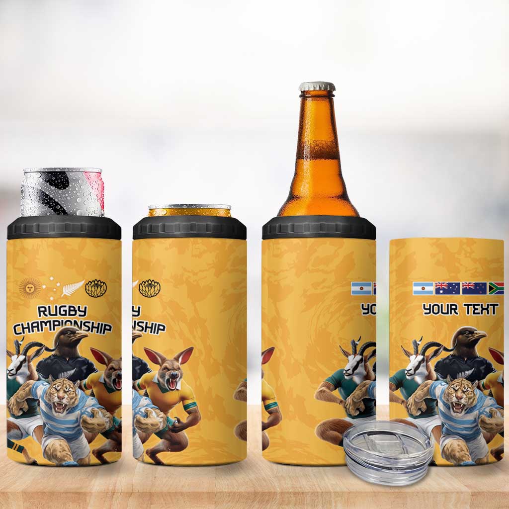 Custom Rugby Southern Hemisphere 4 in 1 Can Cooler Tumbler Argentina AUNZ South Africa Mascot Gold - Aussie Hoodie