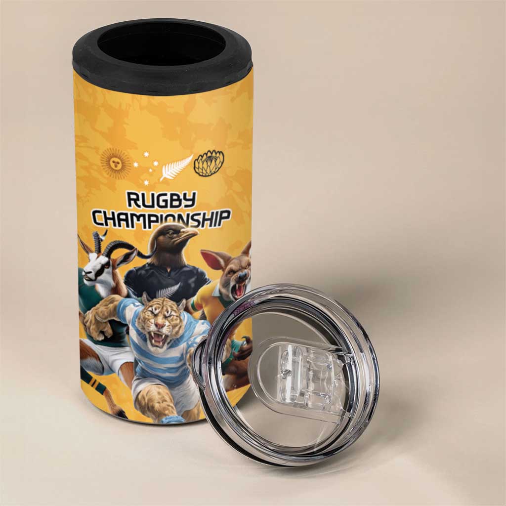 Custom Rugby Southern Hemisphere 4 in 1 Can Cooler Tumbler Argentina AUNZ South Africa Mascot Gold - Aussie Hoodie
