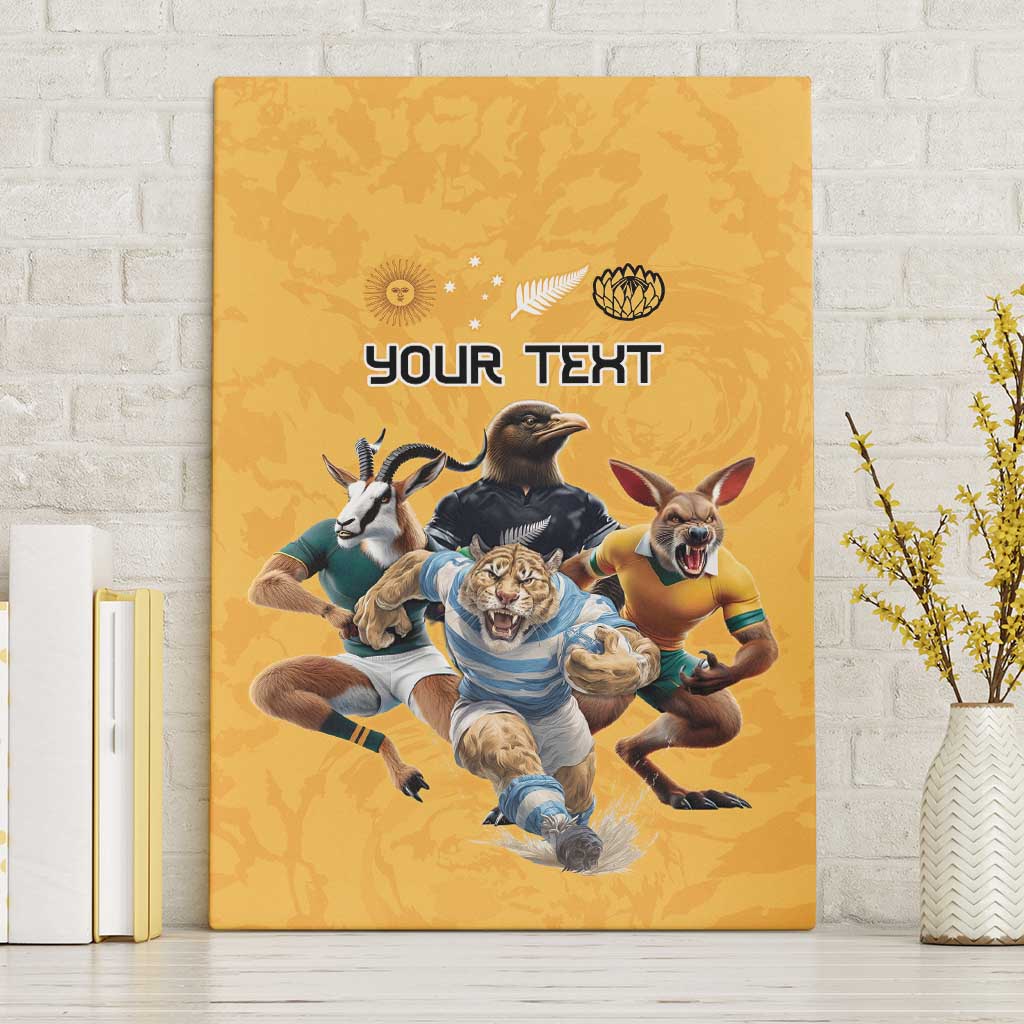Custom Rugby Southern Hemisphere Canvas Wall Art Argentina AUNZ South Africa Mascot Gold - Aussie Hoodie