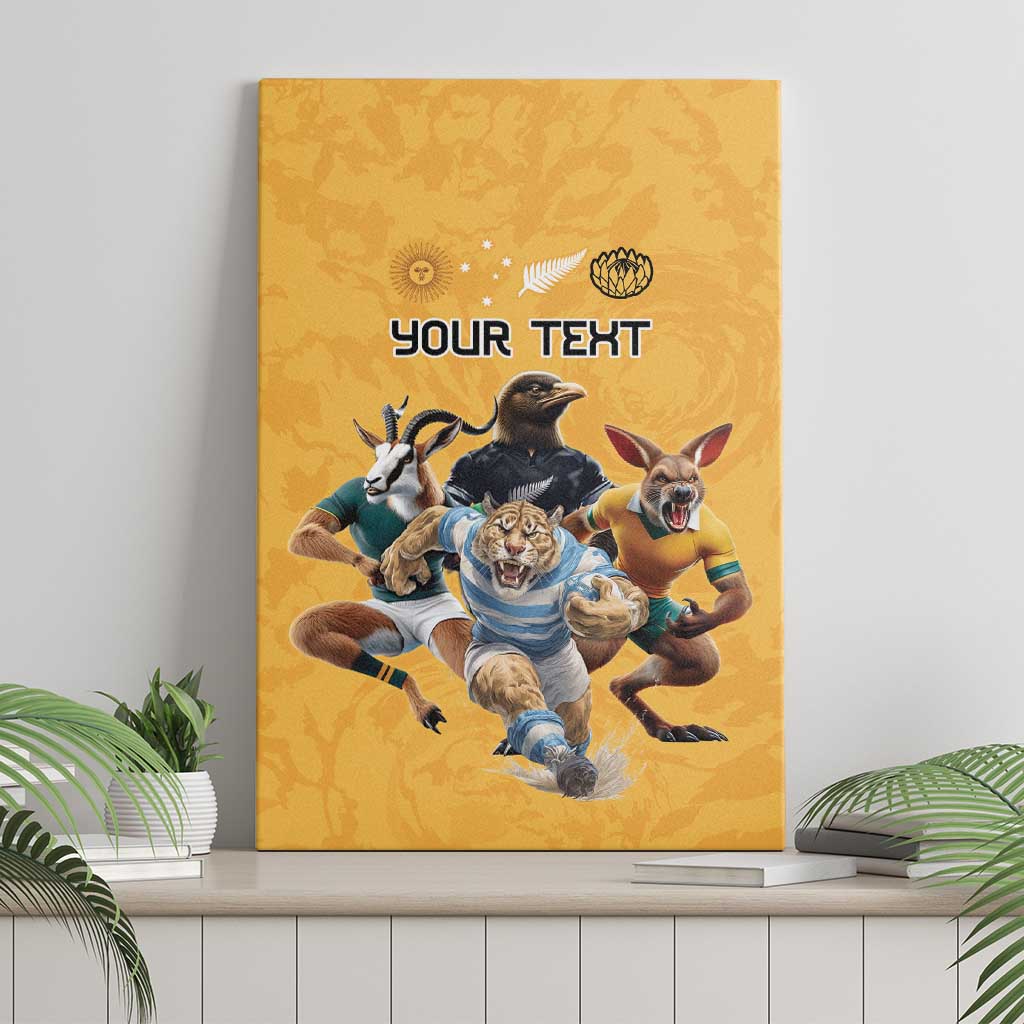 Custom Rugby Southern Hemisphere Canvas Wall Art Argentina AUNZ South Africa Mascot Gold - Aussie Hoodie