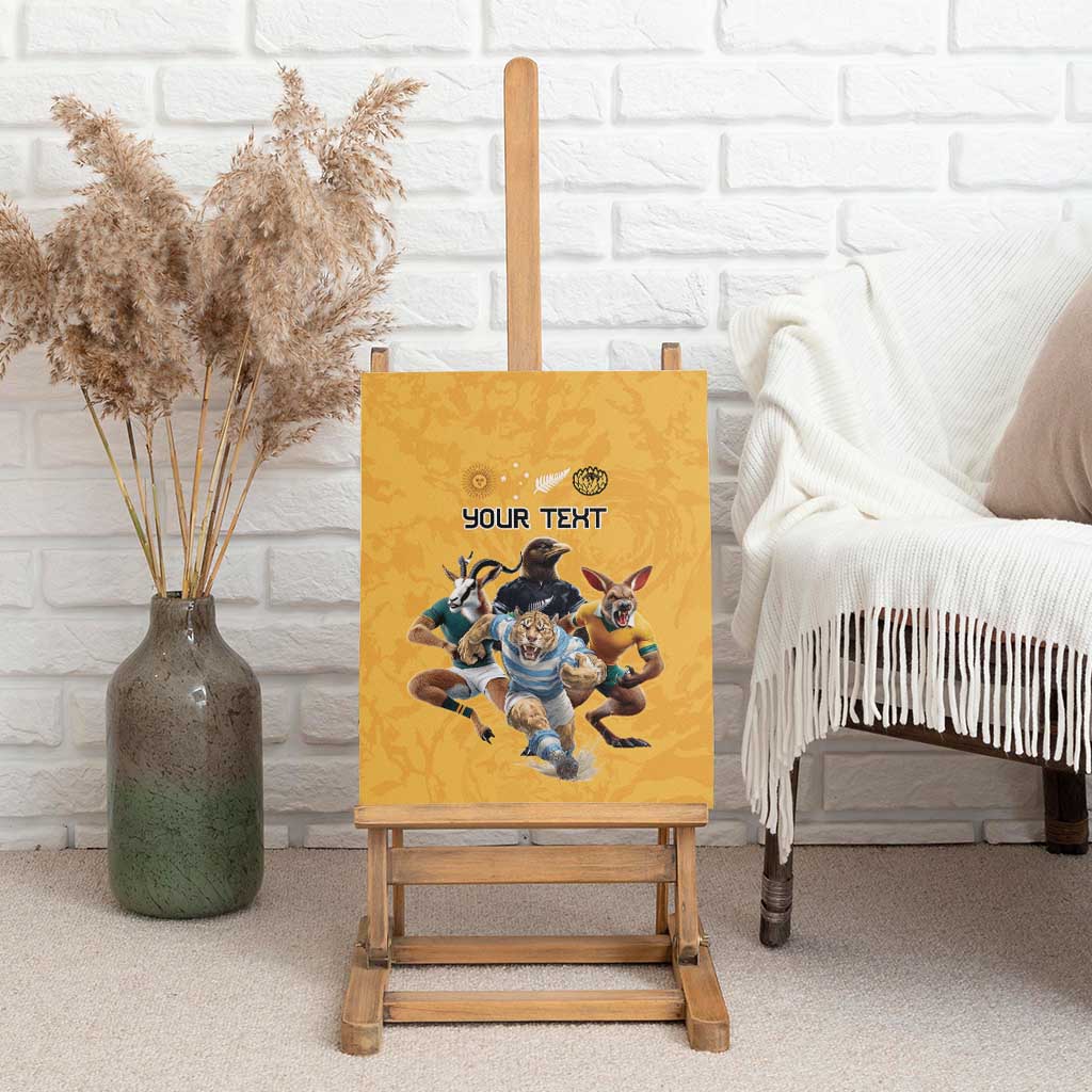 Custom Rugby Southern Hemisphere Canvas Wall Art Argentina AUNZ South Africa Mascot Gold - Aussie Hoodie
