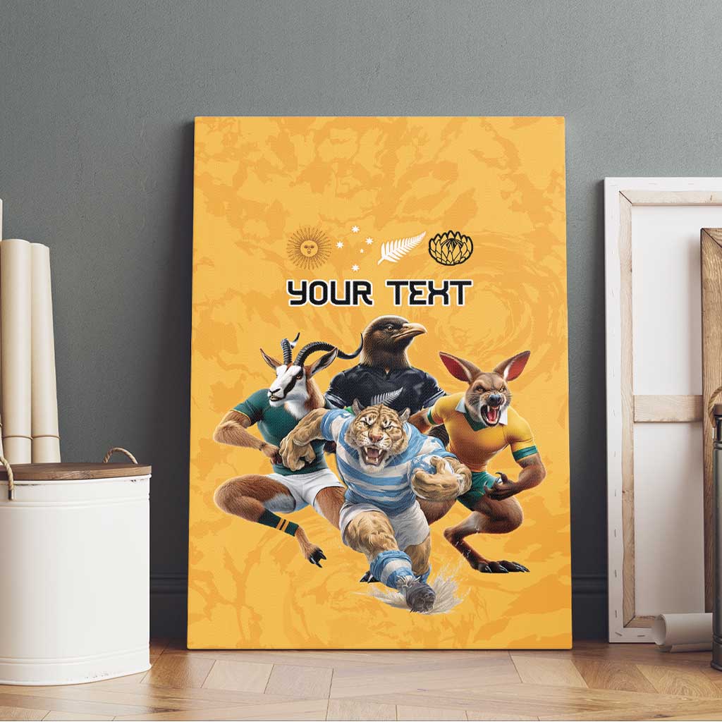 Custom Rugby Southern Hemisphere Canvas Wall Art Argentina AUNZ South Africa Mascot Gold - Aussie Hoodie
