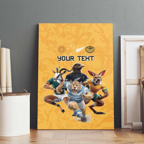 Custom Rugby Southern Hemisphere Canvas Wall Art Argentina AUNZ South Africa Mascot Gold - Aussie Hoodie