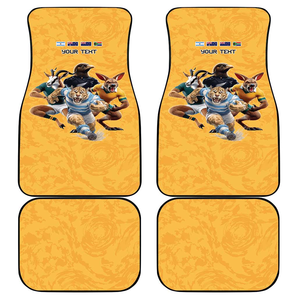 Custom Rugby Southern Hemisphere Car Mats Argentina AUNZ South Africa Mascot Gold - Aussie Hoodie
