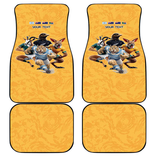Custom Rugby Southern Hemisphere Car Mats Argentina AUNZ South Africa Mascot Gold - Aussie Hoodie