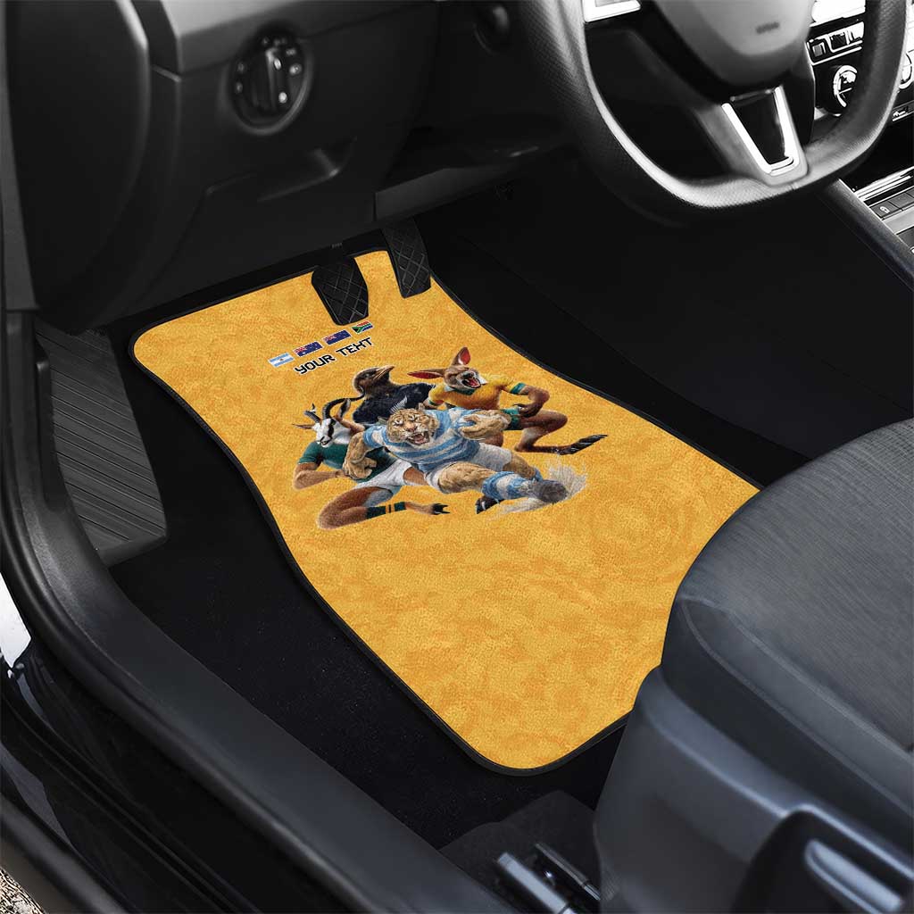 Custom Rugby Southern Hemisphere Car Mats Argentina AUNZ South Africa Mascot Gold - Aussie Hoodie