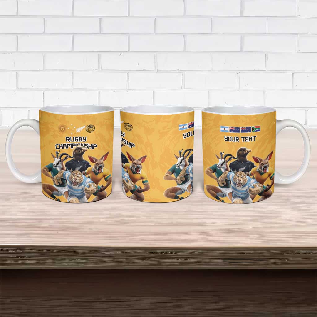 Custom Rugby Southern Hemisphere Ceramic Mug Argentina AUNZ South Africa Mascot Gold - Aussie Hoodie