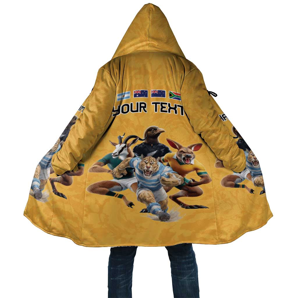 Custom Rugby Southern Hemisphere Cloak Argentina AUNZ South Africa Mascot Gold - Aussie Hoodie