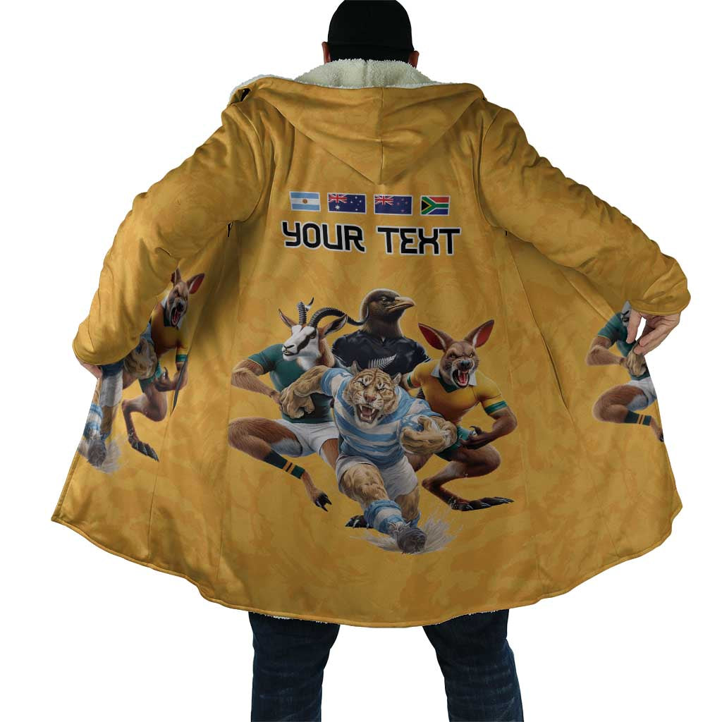 Custom Rugby Southern Hemisphere Cloak Argentina AUNZ South Africa Mascot Gold - Aussie Hoodie