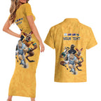 Custom Rugby Southern Hemisphere Couples Matching Short Sleeve Bodycon Dress and Hawaiian Shirt Argentina AUNZ South Africa Mascot Gold - Aussie Hoodie