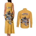 Custom Rugby Southern Hemisphere Couples Matching Tank Maxi Dress and Long Sleeve Button Shirt Argentina AUNZ South Africa Mascot Gold - Aussie Hoodie