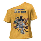 Custom Rugby Southern Hemisphere Cross Shoulder Shirt Argentina AUNZ South Africa Mascot Gold - Aussie Hoodie