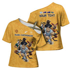 Custom Rugby Southern Hemisphere Cross Shoulder Shirt Argentina AUNZ South Africa Mascot Gold - Aussie Hoodie