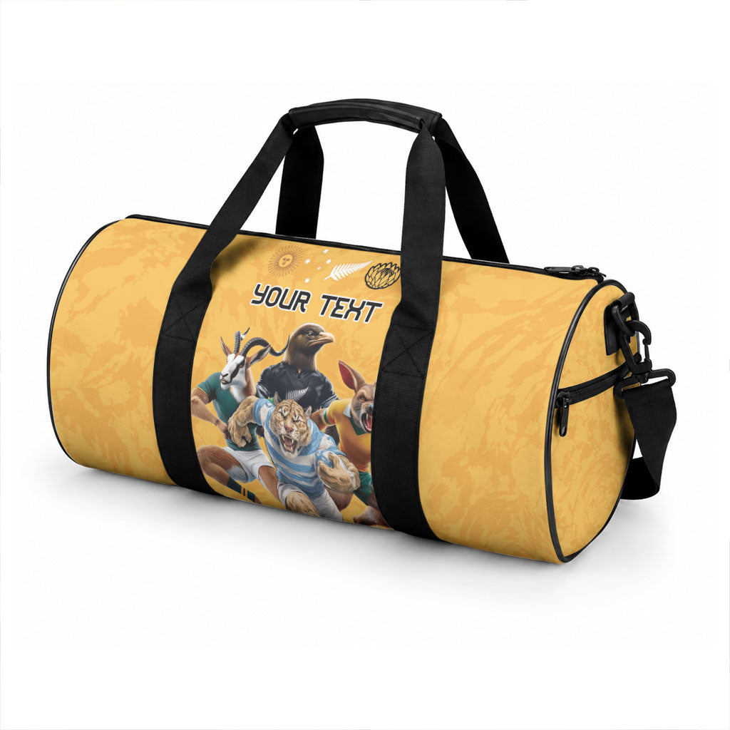 Custom Rugby Southern Hemisphere Duffle Bag Argentina AUNZ South Africa Mascot Gold