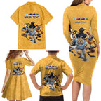 Custom Rugby Southern Hemisphere Family Matching Long Sleeve Bodycon Dress and Hawaiian Shirt Argentina AUNZ South Africa Mascot Gold - Aussie Hoodie