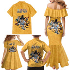 Custom Rugby Southern Hemisphere Family Matching Mermaid Dress and Hawaiian Shirt Argentina AUNZ South Africa Mascot Gold - Aussie Hoodie