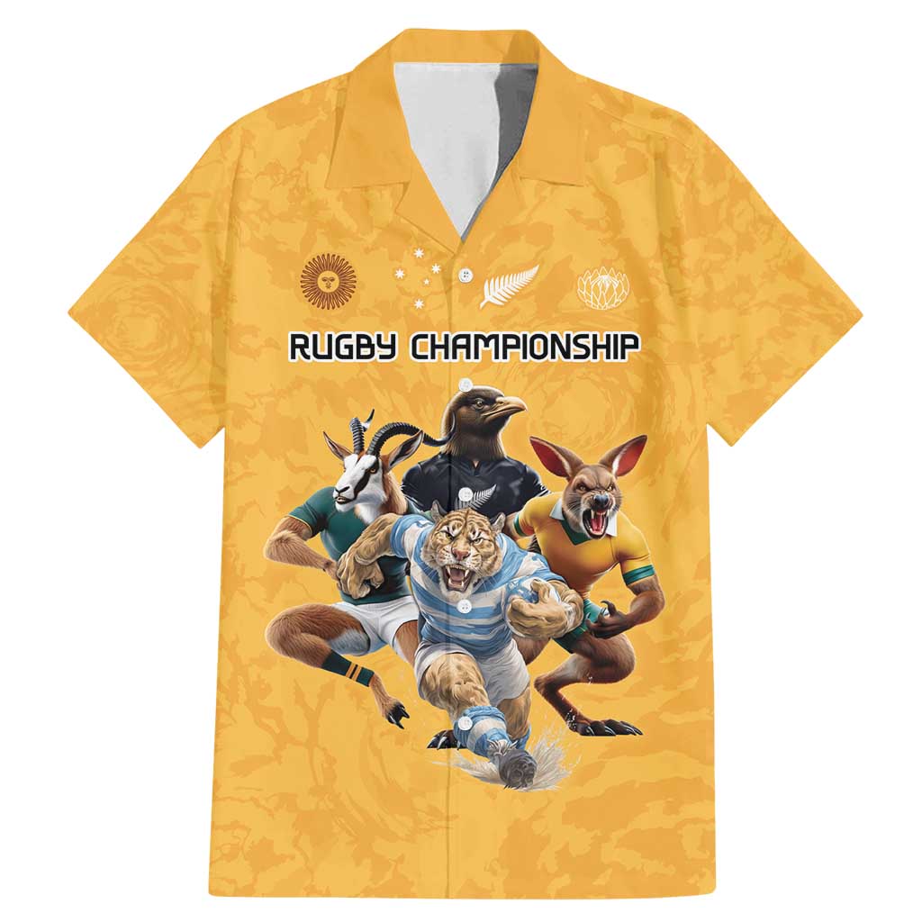 Custom Rugby Southern Hemisphere Family Matching Mermaid Dress and Hawaiian Shirt Argentina AUNZ South Africa Mascot Gold - Aussie Hoodie