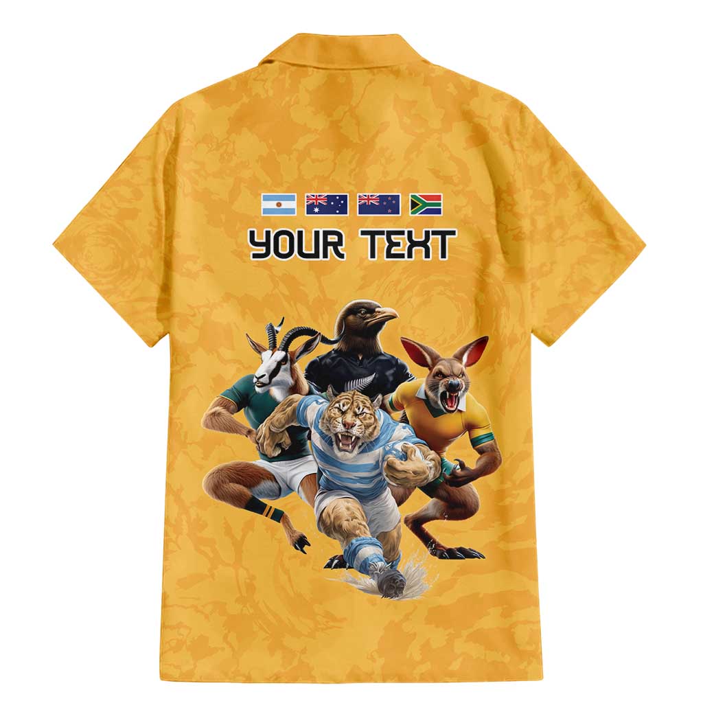 Custom Rugby Southern Hemisphere Family Matching Mermaid Dress and Hawaiian Shirt Argentina AUNZ South Africa Mascot Gold - Aussie Hoodie