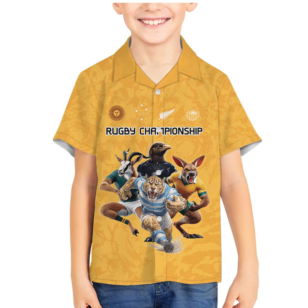 Custom Rugby Southern Hemisphere Family Matching Mermaid Dress and Hawaiian Shirt Argentina AUNZ South Africa Mascot Gold - Aussie Hoodie