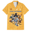 Custom Rugby Southern Hemisphere Family Matching Off Shoulder Maxi Dress and Hawaiian Shirt Argentina AUNZ South Africa Mascot Gold - Aussie Hoodie