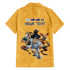 Custom Rugby Southern Hemisphere Family Matching Off Shoulder Maxi Dress and Hawaiian Shirt Argentina AUNZ South Africa Mascot Gold - Aussie Hoodie