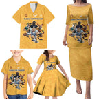 Custom Rugby Southern Hemisphere Family Matching Puletasi and Hawaiian Shirt Argentina AUNZ South Africa Mascot Gold - Aussie Hoodie