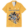 Custom Rugby Southern Hemisphere Family Matching Short Sleeve Bodycon Dress and Hawaiian Shirt Argentina AUNZ South Africa Mascot Gold - Aussie Hoodie