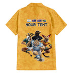 Custom Rugby Southern Hemisphere Family Matching Short Sleeve Bodycon Dress and Hawaiian Shirt Argentina AUNZ South Africa Mascot Gold - Aussie Hoodie