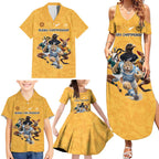 Custom Rugby Southern Hemisphere Family Matching Summer Maxi Dress and Hawaiian Shirt Argentina AUNZ South Africa Mascot Gold - Aussie Hoodie