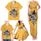 Custom Rugby Southern Hemisphere Family Matching Tank Maxi Dress and Hawaiian Shirt Argentina AUNZ South Africa Mascot Gold - Aussie Hoodie