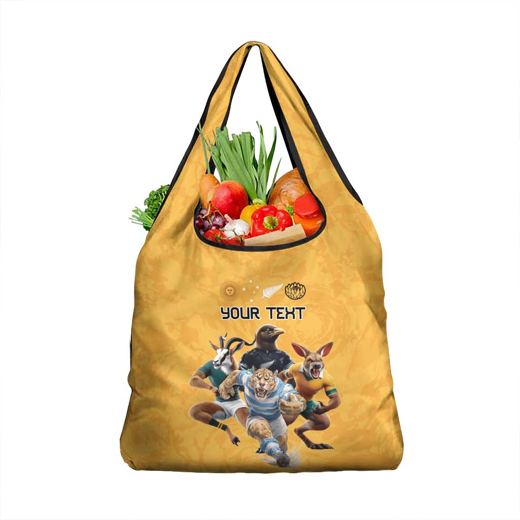 Custom Rugby Southern Hemisphere Grocery Bag Argentina AUNZ South Africa Mascot Gold - Aussie Hoodie