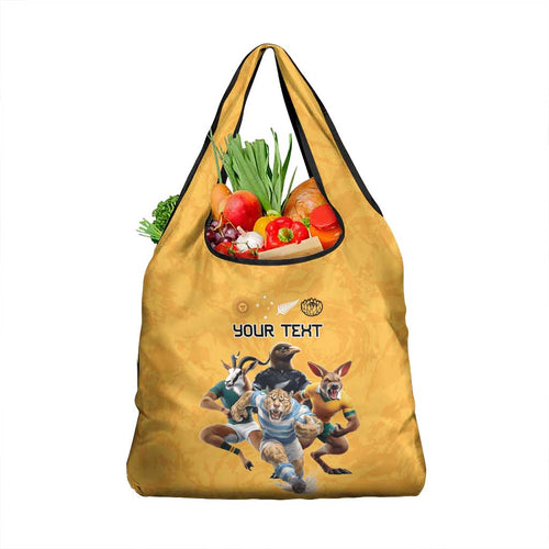 Custom Rugby Southern Hemisphere Grocery Bag Argentina AUNZ South Africa Mascot Gold - Aussie Hoodie