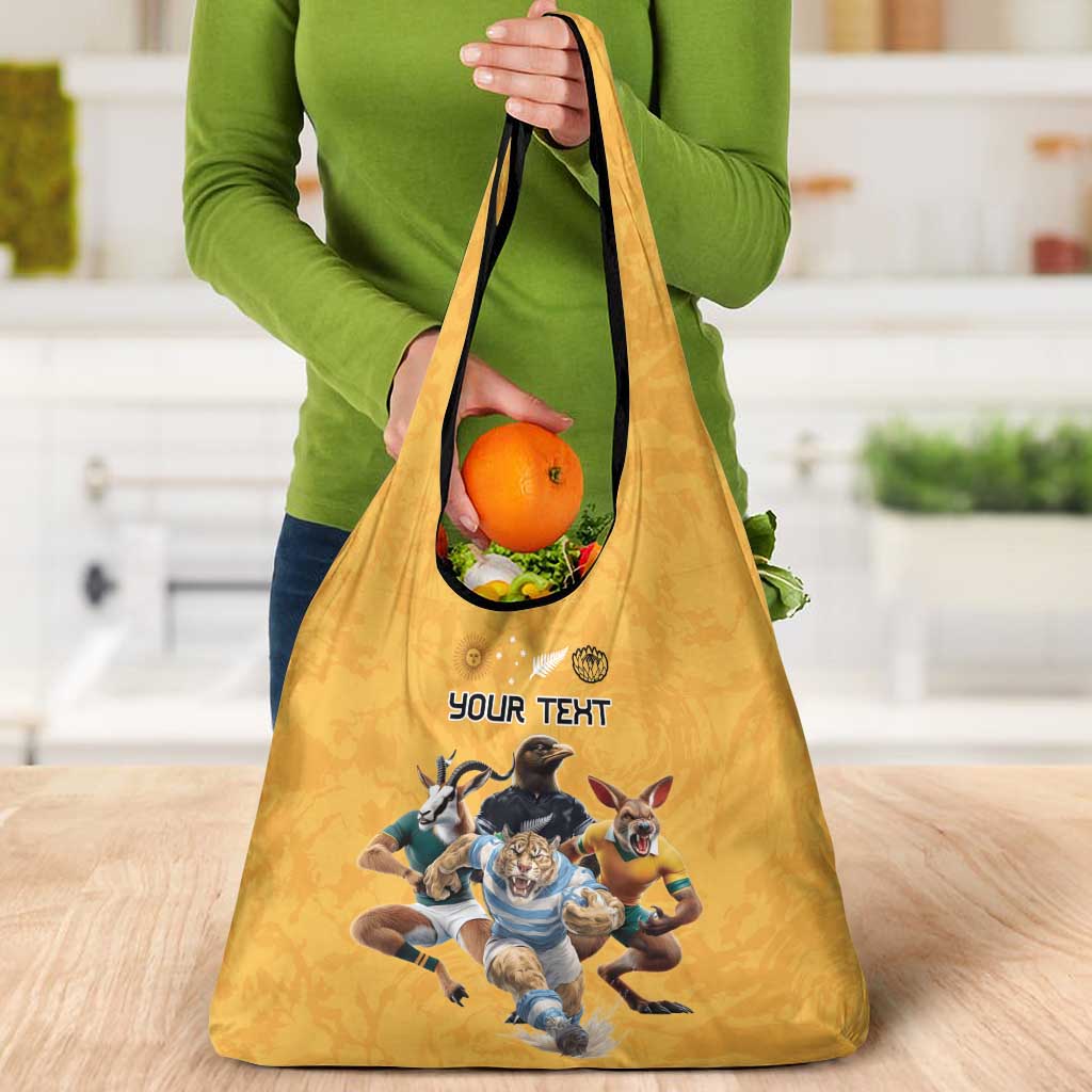 Custom Rugby Southern Hemisphere Grocery Bag Argentina AUNZ South Africa Mascot Gold - Aussie Hoodie