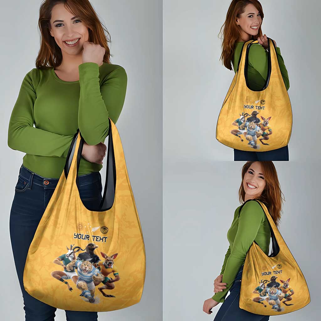 Custom Rugby Southern Hemisphere Grocery Bag Argentina AUNZ South Africa Mascot Gold - Aussie Hoodie
