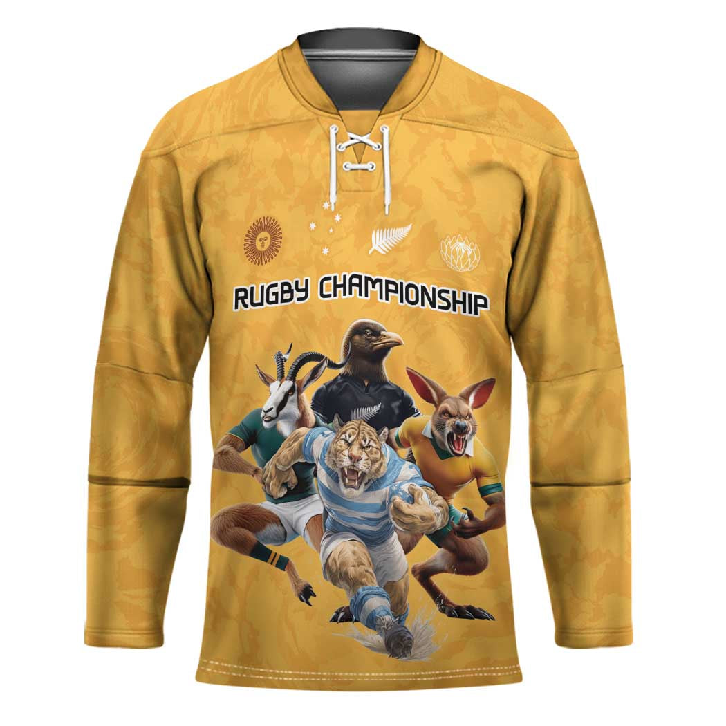 Custom Rugby Southern Hemisphere Hockey Jersey Argentina AUNZ South Africa Mascot Gold - Aussie Hoodie