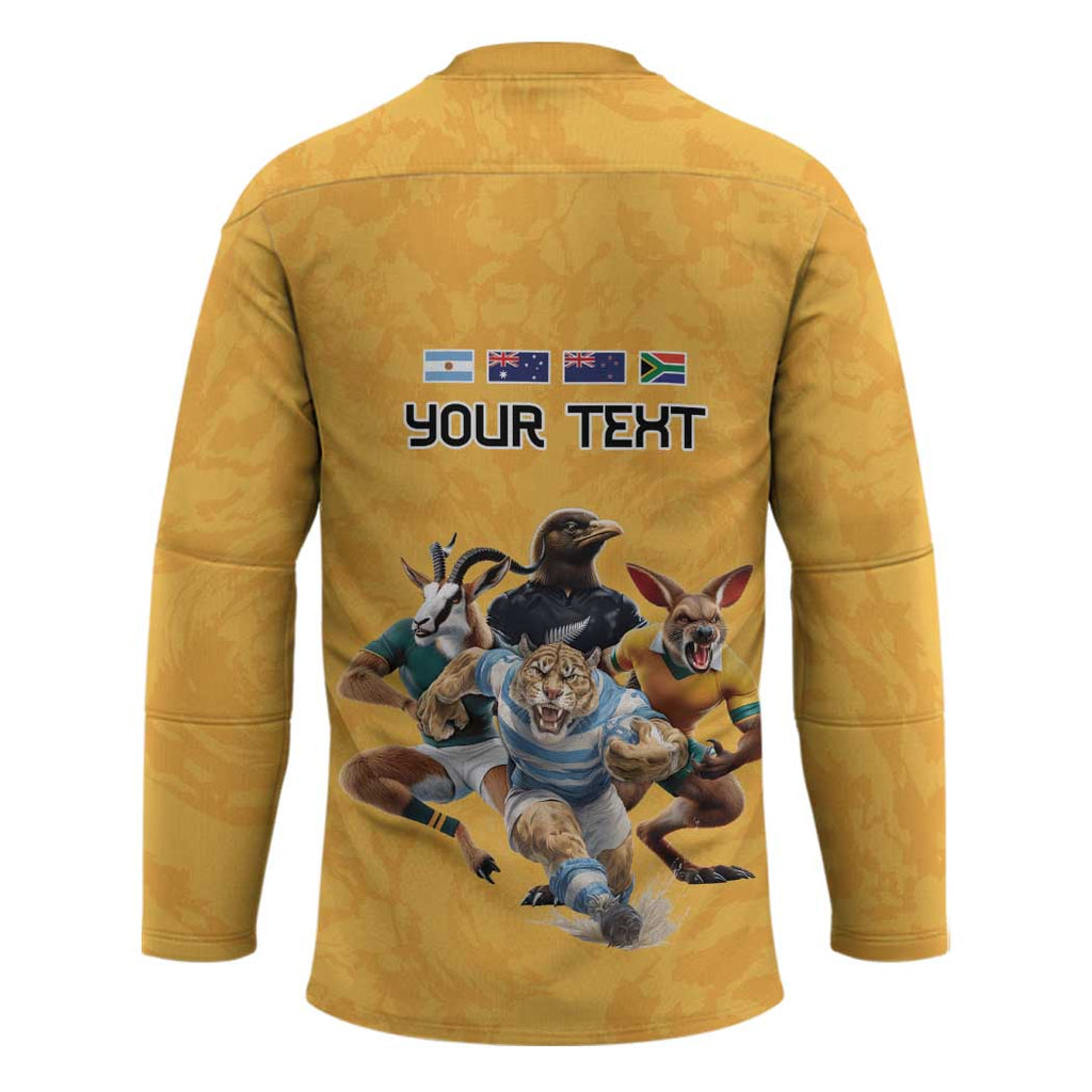 Custom Rugby Southern Hemisphere Hockey Jersey Argentina AUNZ South Africa Mascot Gold - Aussie Hoodie