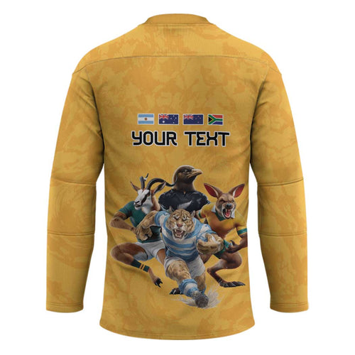 Custom Rugby Southern Hemisphere Hockey Jersey Argentina AUNZ South Africa Mascot Gold - Aussie Hoodie
