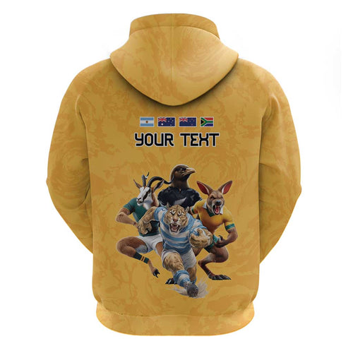 Custom Rugby Southern Hemisphere Hoodie Argentina AUNZ South Africa Mascot Gold - Aussie Hoodie