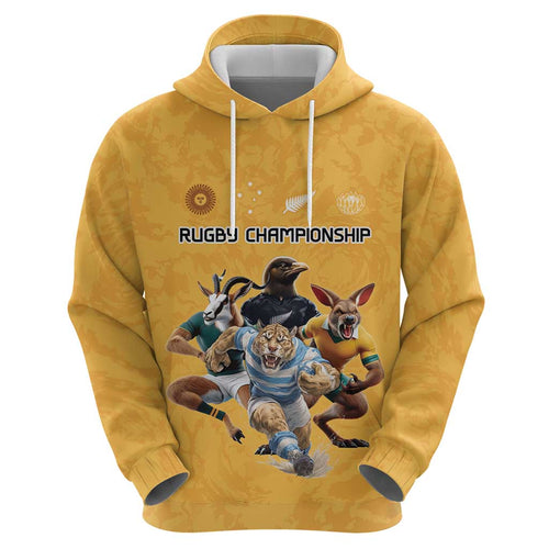 Custom Rugby Southern Hemisphere Hoodie Argentina AUNZ South Africa Mascot Gold - Aussie Hoodie