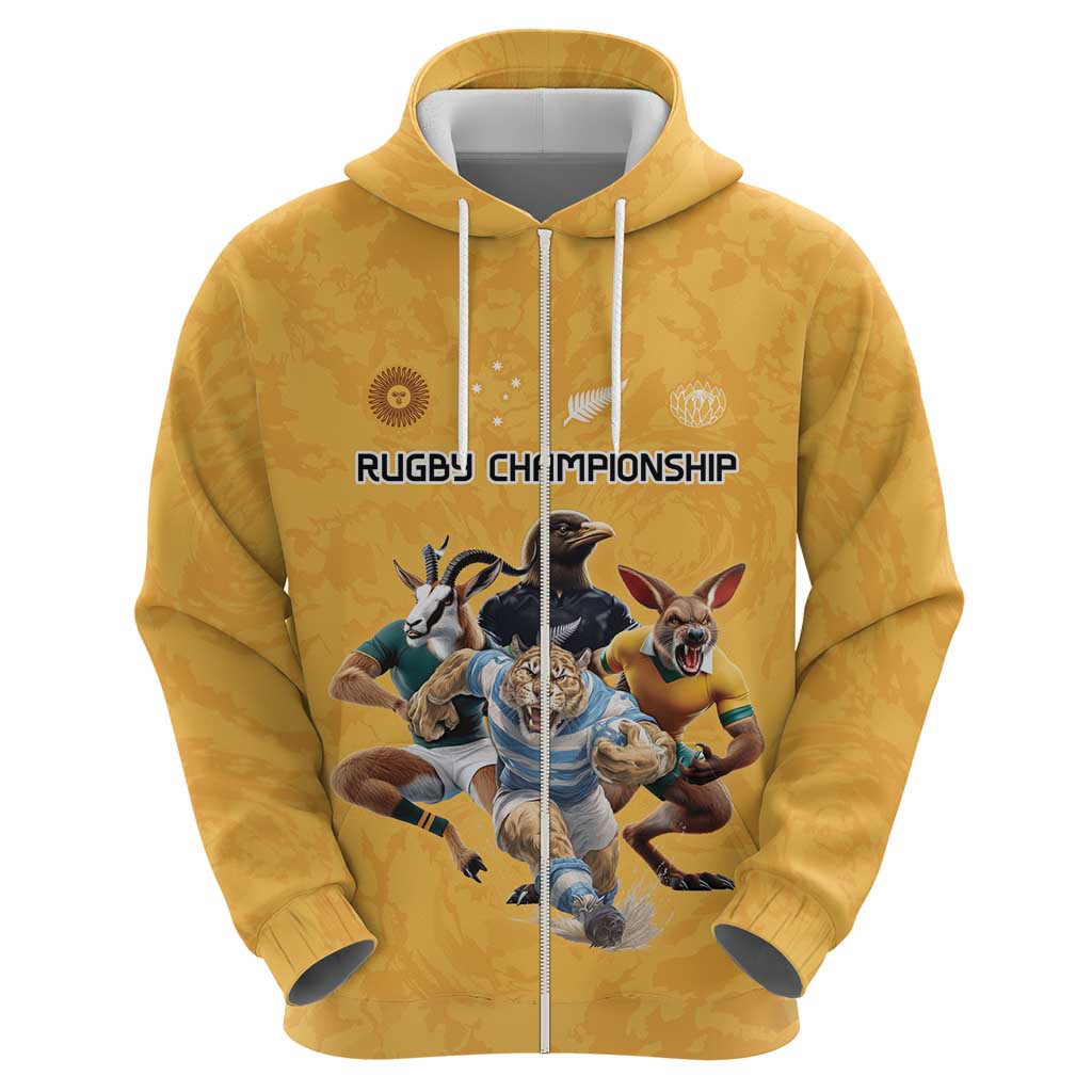 Custom Rugby Southern Hemisphere Hoodie Argentina AUNZ South Africa Mascot Gold - Aussie Hoodie