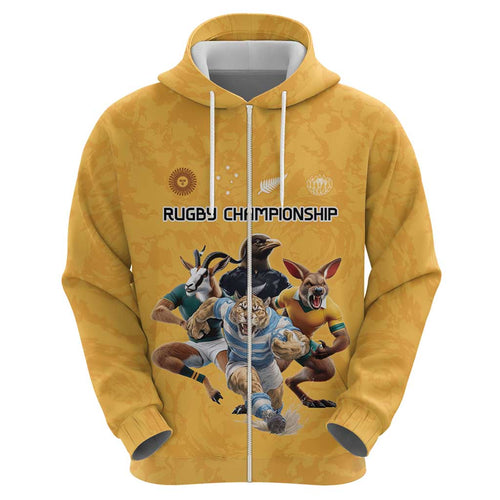 Custom Rugby Southern Hemisphere Hoodie Argentina AUNZ South Africa Mascot Gold - Aussie Hoodie