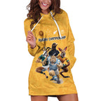 Custom Rugby Southern Hemisphere Hoodie Dress Argentina AUNZ South Africa Mascot Gold - Aussie Hoodie