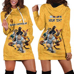 Custom Rugby Southern Hemisphere Hoodie Dress Argentina AUNZ South Africa Mascot Gold - Aussie Hoodie