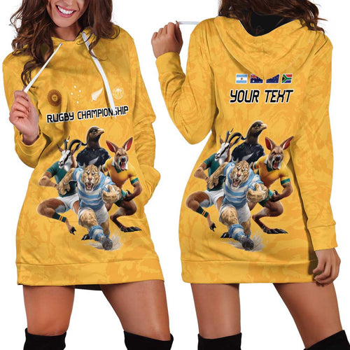 Custom Rugby Southern Hemisphere Hoodie Dress Argentina AUNZ South Africa Mascot Gold - Aussie Hoodie