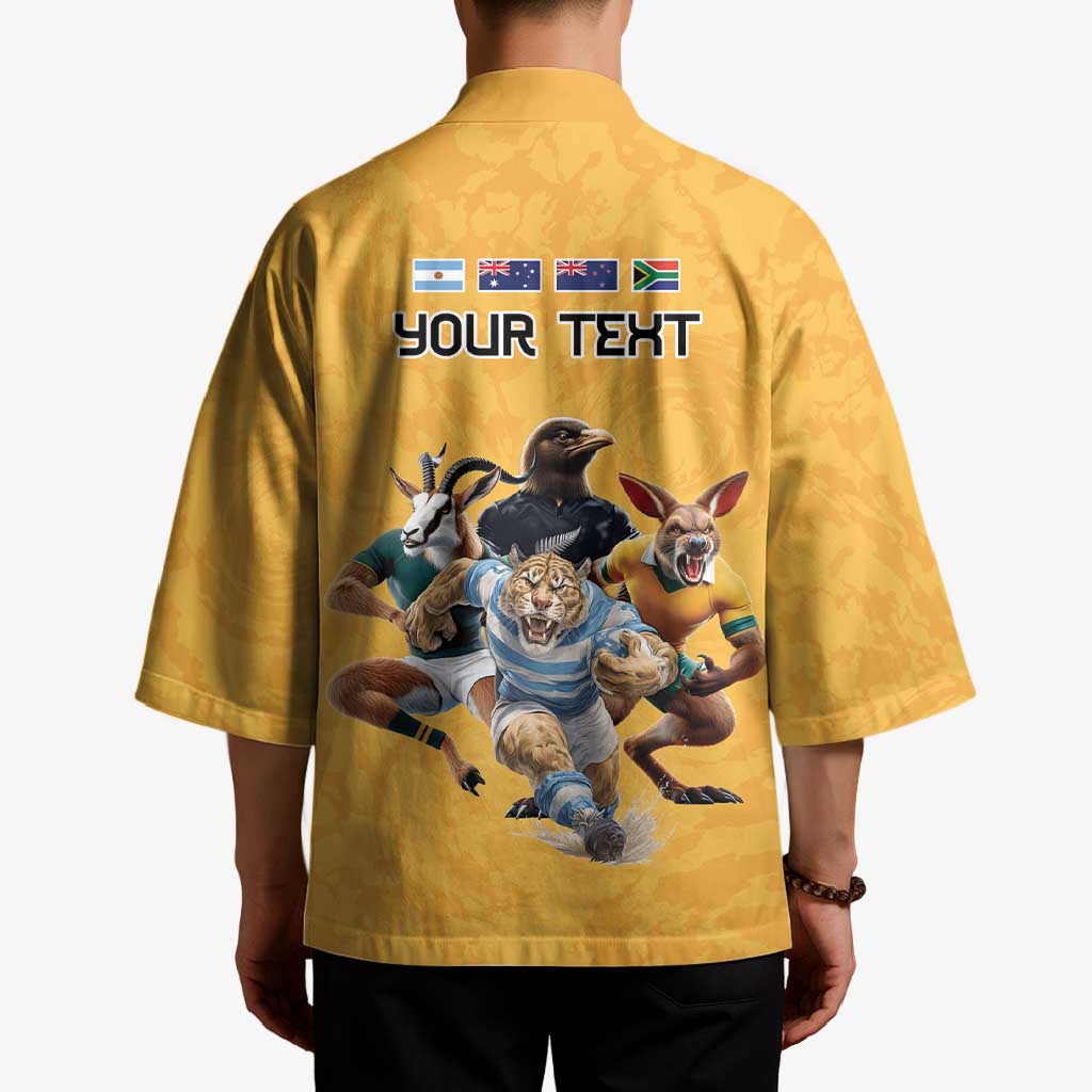 Custom Rugby Southern Hemisphere Kimono Argentina AUNZ South Africa Mascot Gold - Aussie Hoodie