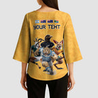 Custom Rugby Southern Hemisphere Kimono Sleeve Blouse Argentina AUNZ South Africa Mascot Gold - Aussie Hoodie