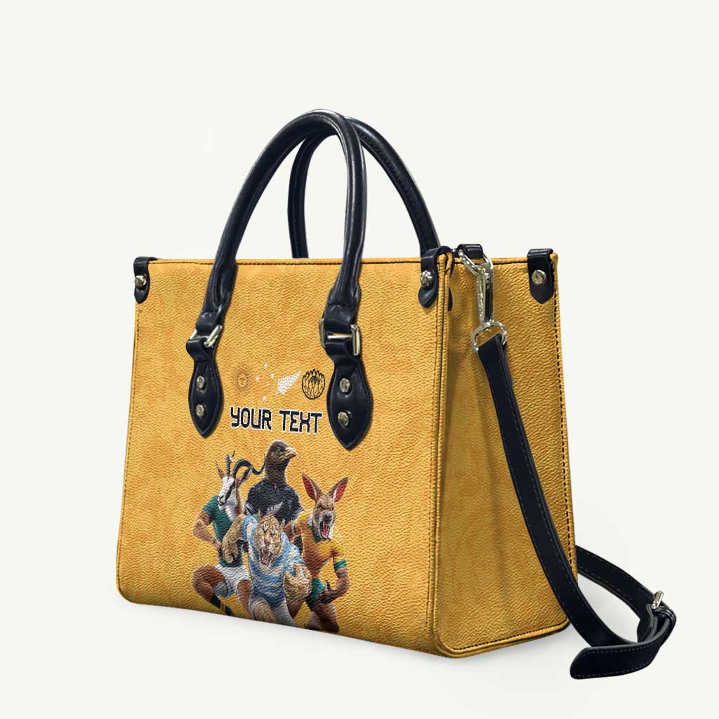 Custom Rugby Southern Hemisphere Leather Bag Argentina AUNZ South Africa Mascot Gold - Aussie Hoodie