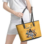 Custom Rugby Southern Hemisphere Leather Tote Bag Argentina AUNZ South Africa Mascot Gold - Aussie Hoodie