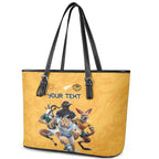 Custom Rugby Southern Hemisphere Leather Tote Bag Argentina AUNZ South Africa Mascot Gold - Aussie Hoodie
